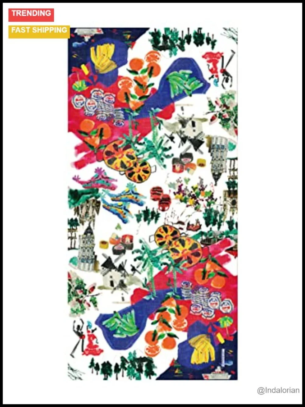 Lightweight Print Scarf Shawl Wrap 100% Polyester Fashion Accessory